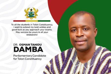 Dr. Osman Tahiru Damba Extends Heartfelt Wishes to BECE Candidates in Tolon Constituency